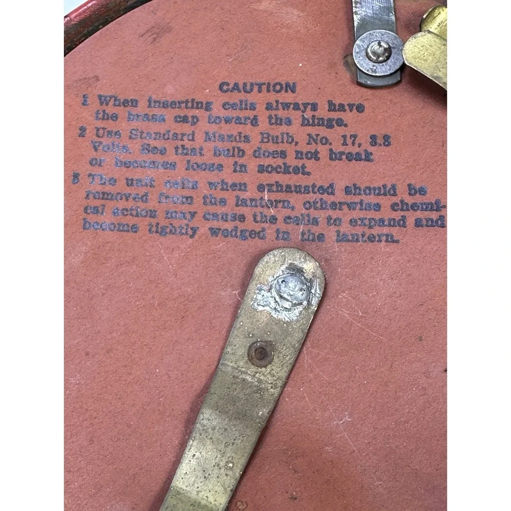Rare 1930's Embury Mfg Co Warsaw NY USA Red Metal‎ Magnifying Glass Top Lantern